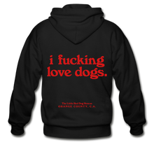 Load image into Gallery viewer, 'I fucking love dogs' Adult Zip Hoodie - black