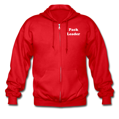 Pack Leader Adult Zip Hoodie (Red or Black) - red