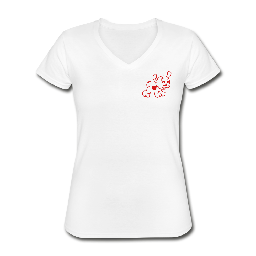 'I fucking love dogs' Women's V-Neck T-Shirt - white